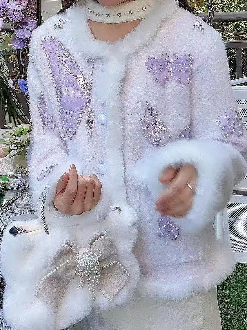 Luxury Style Pearls Beads Stit - đánh giá và giá Wool Coat Peacoat