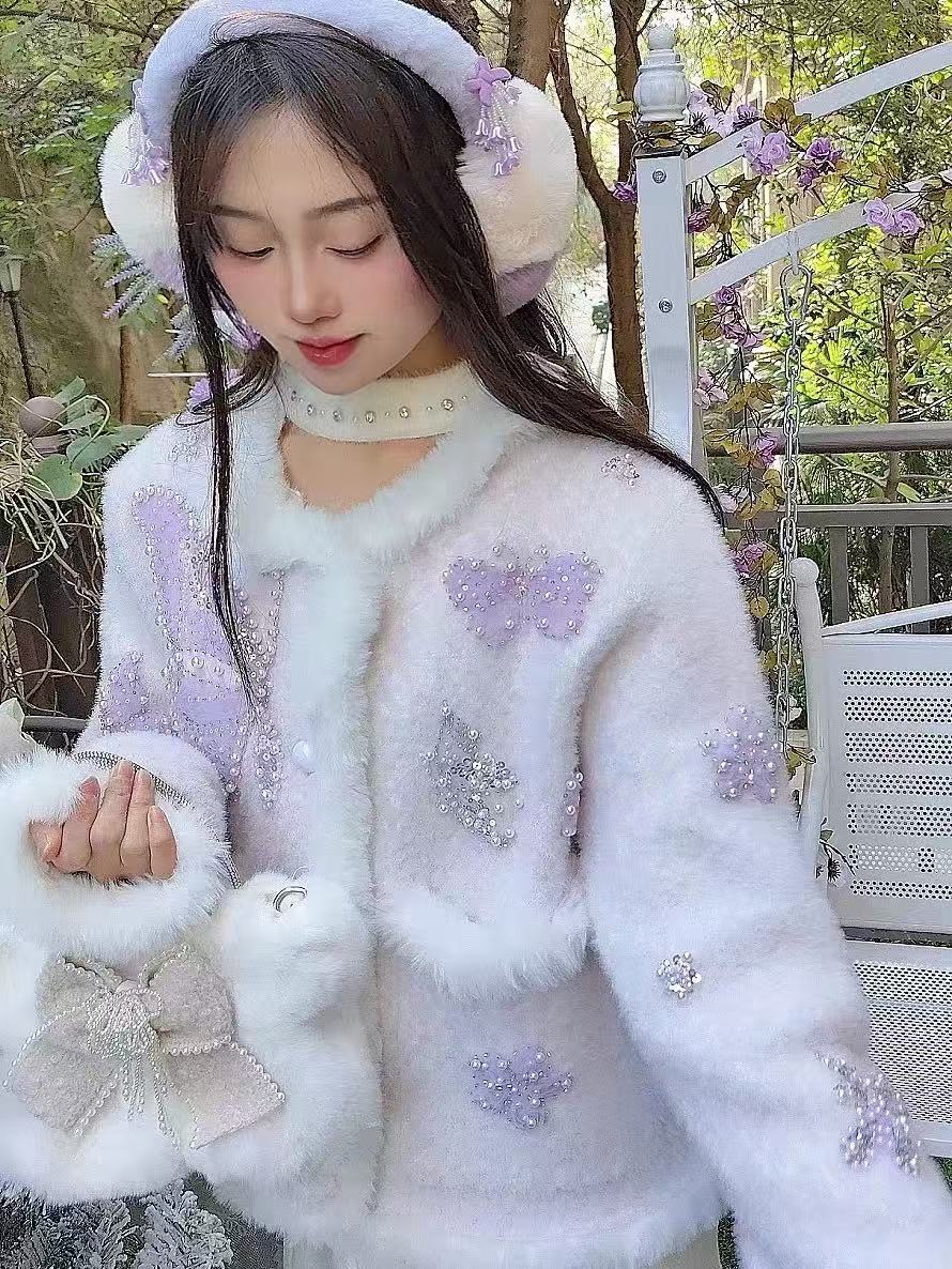 Luxury Style Pearls Beads Stit - đánh giá và giá Wool Coat Peacoat