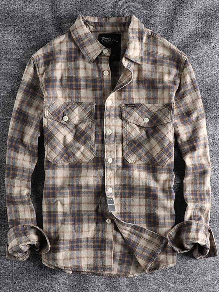 Spring and Autumn New Fashion  - đánh giá và giá Flannel Shirt Lined